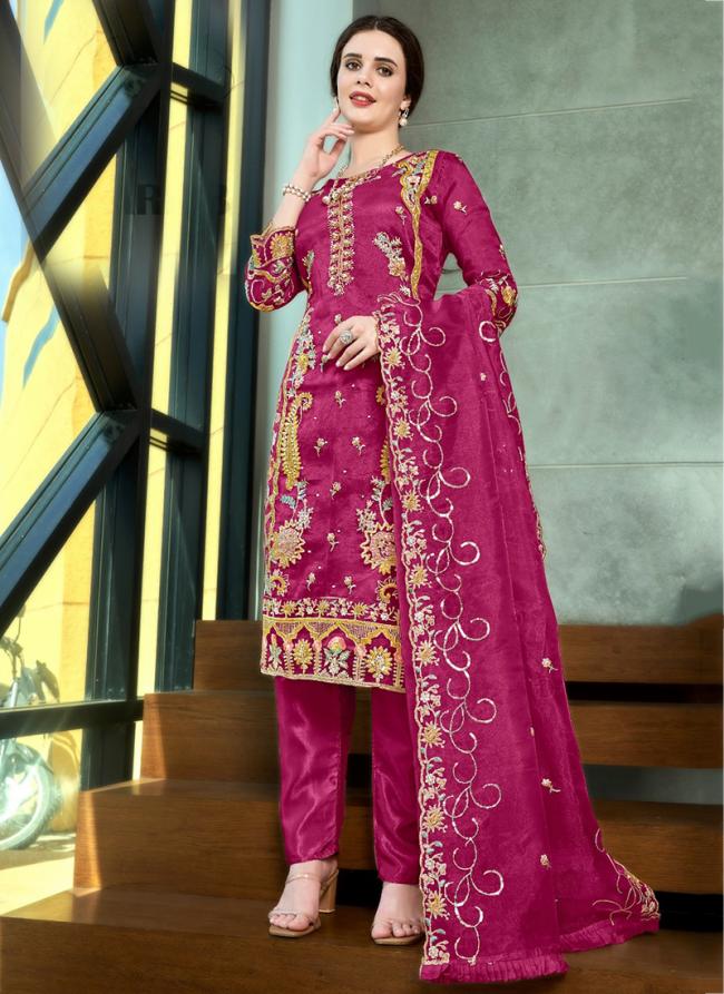 Pure Organza Rani Traditional Wear Embroidery Work Pakistani Suit
